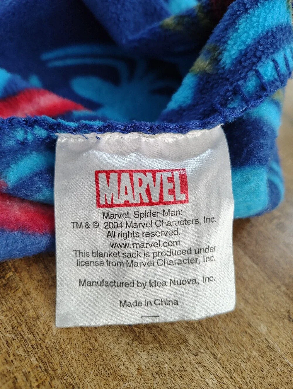 Marvel Spider-Man Blue & Red Fleece Throw Blanket/ Backpack 2004 Y2K RARE HTF